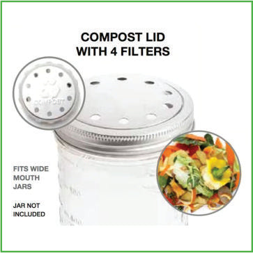 Compost Lid w/ 4 charcoal filters (for wide mouth mason jar)