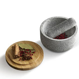 Granite pestle and mortar with bamboo lid