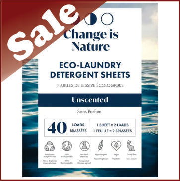Eco-Laundry Detergent Sheets, Change is Nature (40 loads or bulk 500 loads)