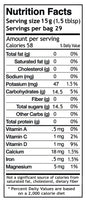 Nutrition facts Organic Molasses Granules 15oz
