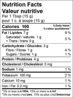 Nutrition facts Peanut Butter, Smooth (Organic) 750g