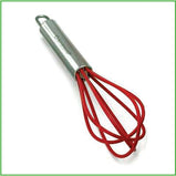 Mini whisk silicone and stainless steel, red
