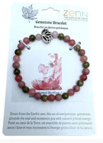 Unakite & Rhodonite w/Lotus Charm bead bracelet