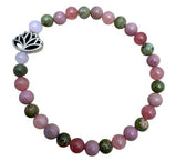 Unakite & Rhodonite w/Lotus Charm bead bracelet