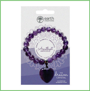 Bead Bracelet -Amethyst w/heart