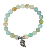 Bead Bracelet, Amazonite with leaf charm
