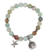 Bead Bracelet, Amazonite with  tree of life charm